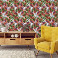 Tapeta Kwiaty MALOWANE Akwarelą Ptaki Natura Retro  - Miniaturka zdjęcia nr 6