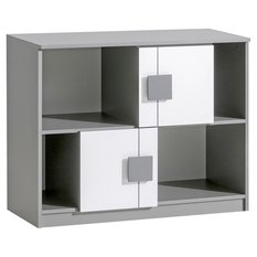 Szafka 96x40x79 cm Gumi z dwoma drzwiczkami i czterema półkami biały brylant antracyt  do pokoju lub salonu czy sypialni - Miniaturka zdjęcia nr 1