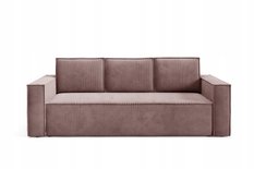 Kanapa 248x96x93 cm sofa z funkcją spania automat i pojemnik sztruks brudny róż do salonu - Miniaturka zdjęcia nr 1