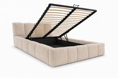 Łóżko tapicerowane VELLA 140x200 cm ze stelażem i pojemnikiem boucle do sypialni beżowe - Miniaturka zdjęcia nr 4