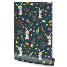 Tapeta Do Pokoju Dzieci ZAJĄCZKI Króliczki Rośliny 53x1000  - Miniaturka zdjęcia nr 1