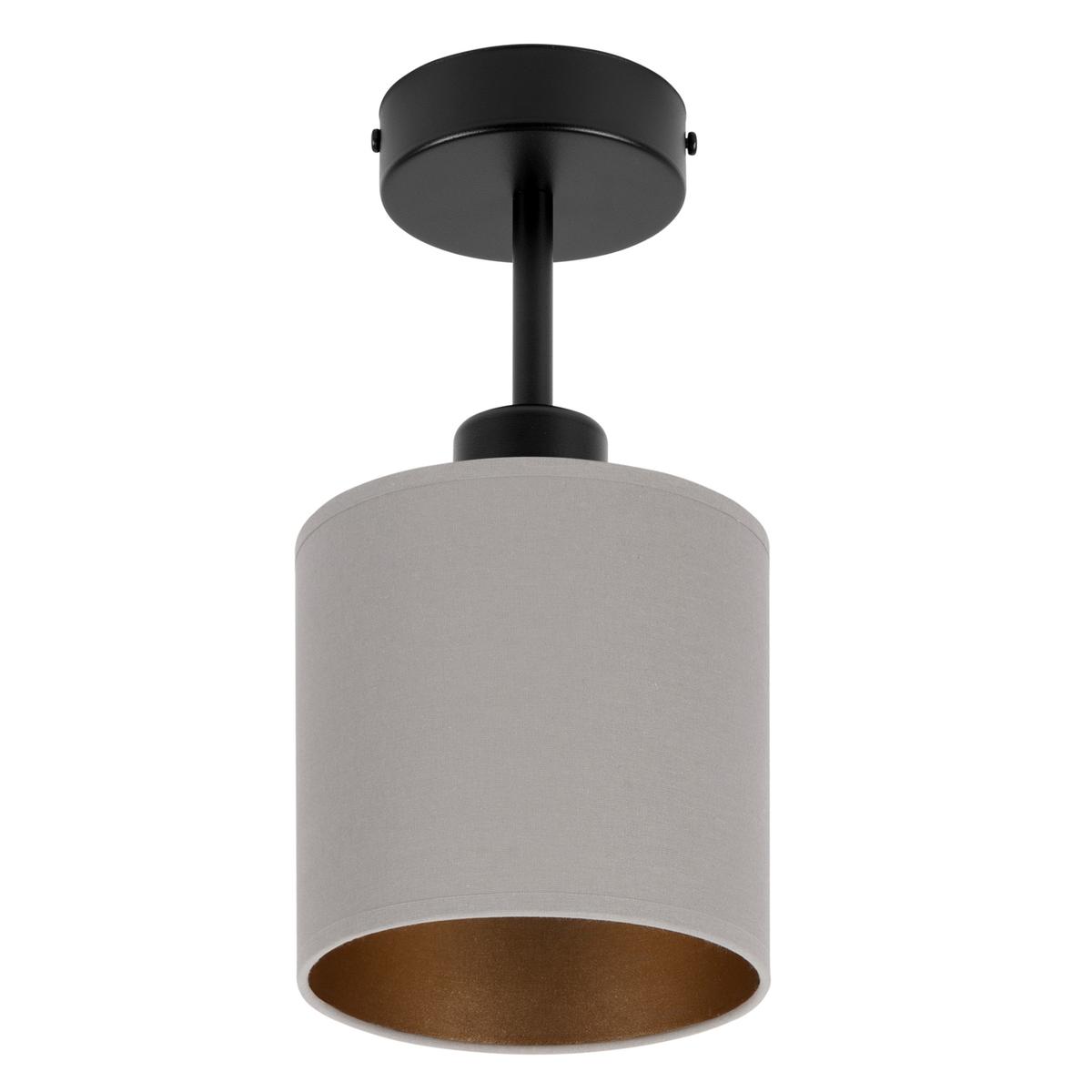 Lampa sufitowa 15x15x30 cm jednopunktowy spot z abażurem gwint E27 czarna z szarym abażurem do salonu nr. 1