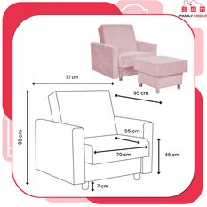 Fotel rozkładany z podnóżkiem Alicja Family Meble - Miniaturka zdjęcia nr 8