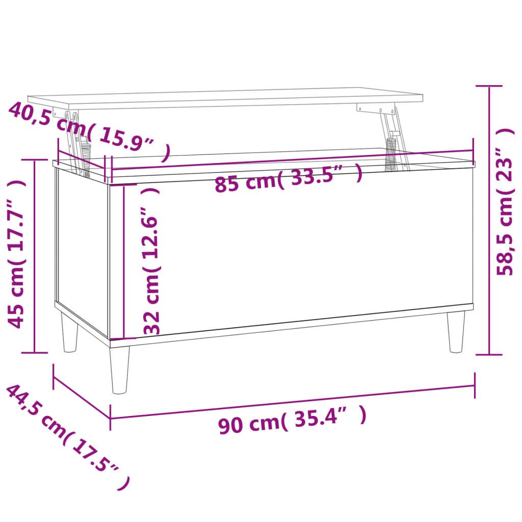 Stolik kawowy 90x44,5x45 cm z rozkładanym blatem ze schowkiem biały z połyskiem do salonu nr. 10