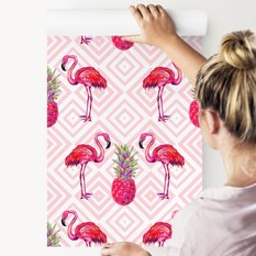 Tapeta Ścienna Różowe FLAMINGI Ananasy Abstrakcja 53x1000  - Miniaturka zdjęcia nr 6