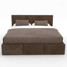 Łóżko tapicerowane do sypialni 180x200x120 cm podwójne z pojemnikiem modne brązowe - Miniaturka zdjęcia nr 12