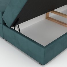 Łóżko kontynentalne 160x200x113 cm tapicerowane podwójne z materacem turkusowe - Miniaturka zdjęcia nr 12
