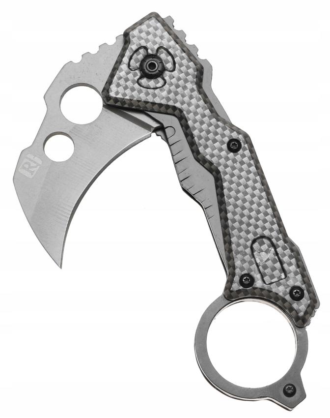 Nóż myśliwski 17,5 cm / 5,5 cm scyzoryk karambit składany turystyczny survivalowy srebrny nr. 3