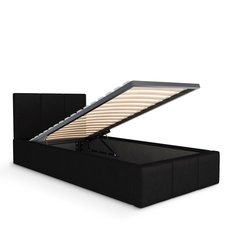 Łóżko Pojedyncze 90x200cm Łóżko Tapicerowane z Pojemnikiem Czarne - Miniaturka zdjęcia nr 8