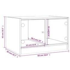 Stolik kawowy 68x50x42 cm z półkami i szklanymi drzwiczkami biały do salonu - Miniaturka zdjęcia nr 11