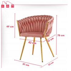 Krzesło z podłokietnikami Tilo różowy ozdobny fotel welwet Family Meble - Miniaturka zdjęcia nr 9