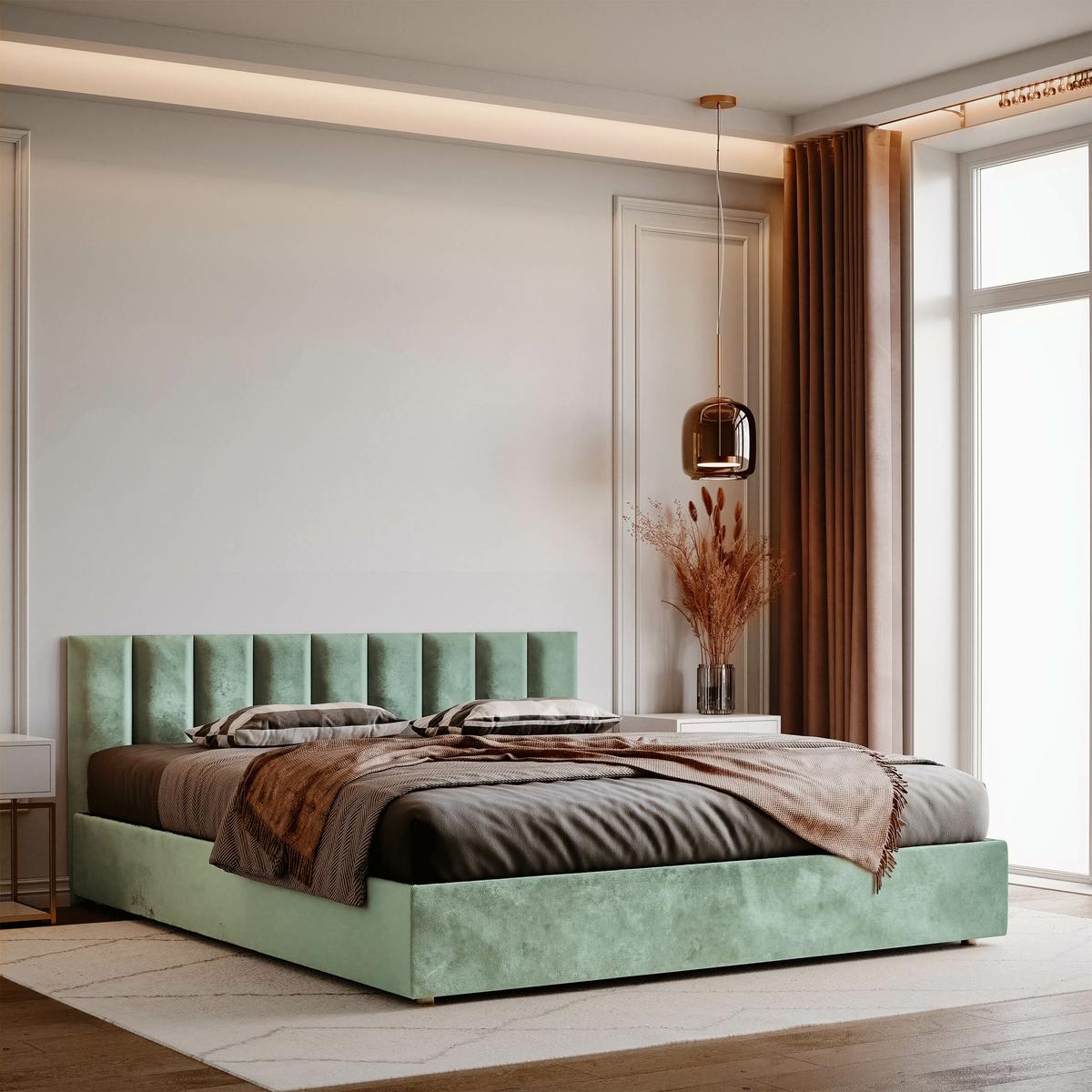 Panele tapicerowane 70x15 na ścianę magic velvet miętowy nr. 5