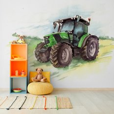 Fototapeta dla Młodzieży Traktor AKWARELA Dekoracja do Pokoju Dziecka - Miniaturka zdjęcia nr 2