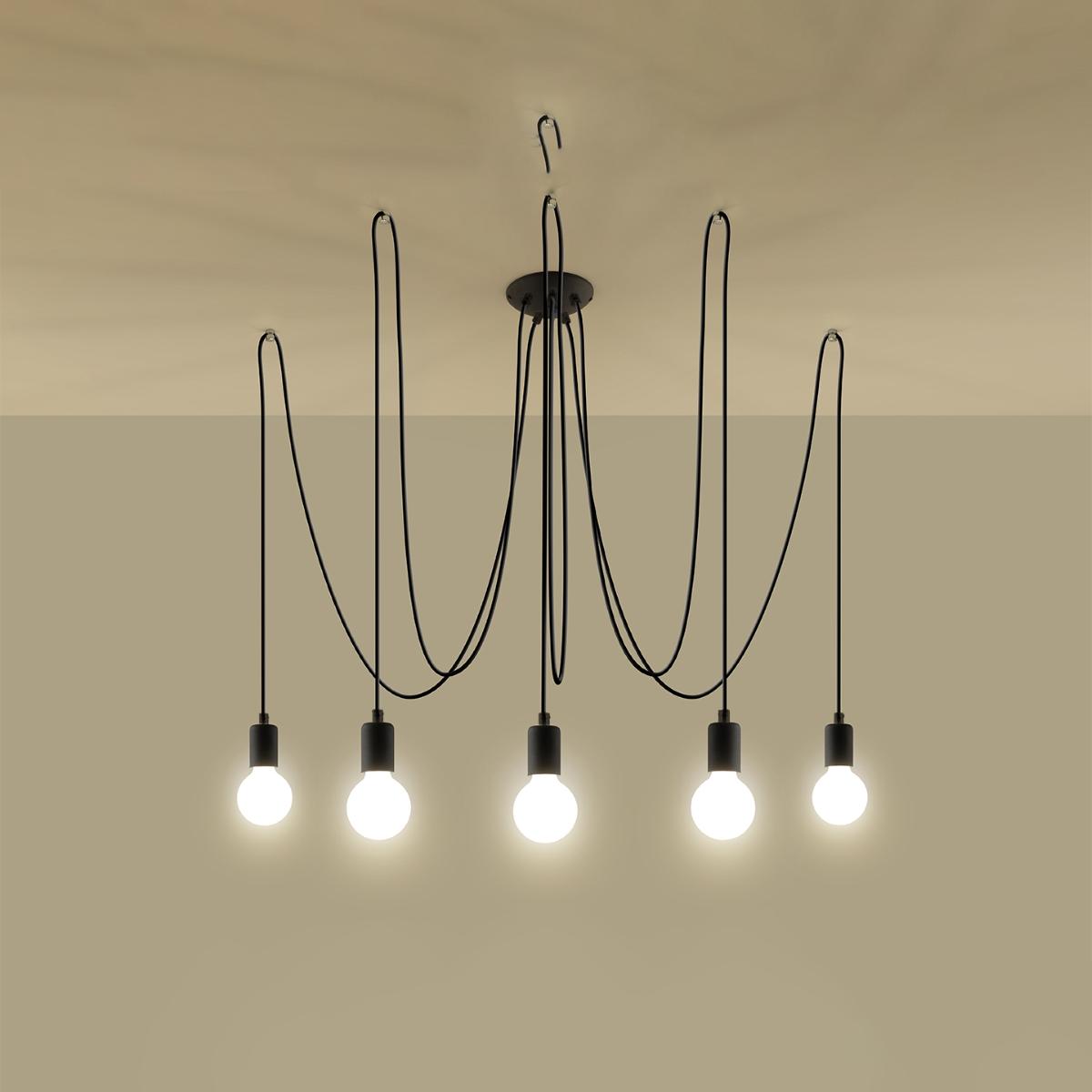 Żyrandol EDISON 5 150x300x300 cm industrialny loftowy lampa sufitowa żarówki E27 czarny nr. 3