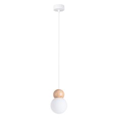 Lampa wisząca PEKKA 1 biała/naturalne drewno 124x11x11cm nowoczesna G9 do salonu - Miniaturka zdjęcia nr 1