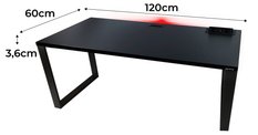 Biurko gamingowe model 3 Top 120x60x3.6 cm czarne led gniazdo loftowe do pokoju gracza - Miniaturka zdjęcia nr 2