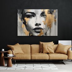 Obraz Do Sypialni Złoty PORTRET Kobiety Styl Glamour Abstrakcja 120x80cm - Miniaturka zdjęcia nr 2