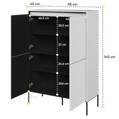 Komoda 98x40x140 cm 4d Trend z praktycznymi półkami biała do salonu - Miniaturka zdjęcia nr 4