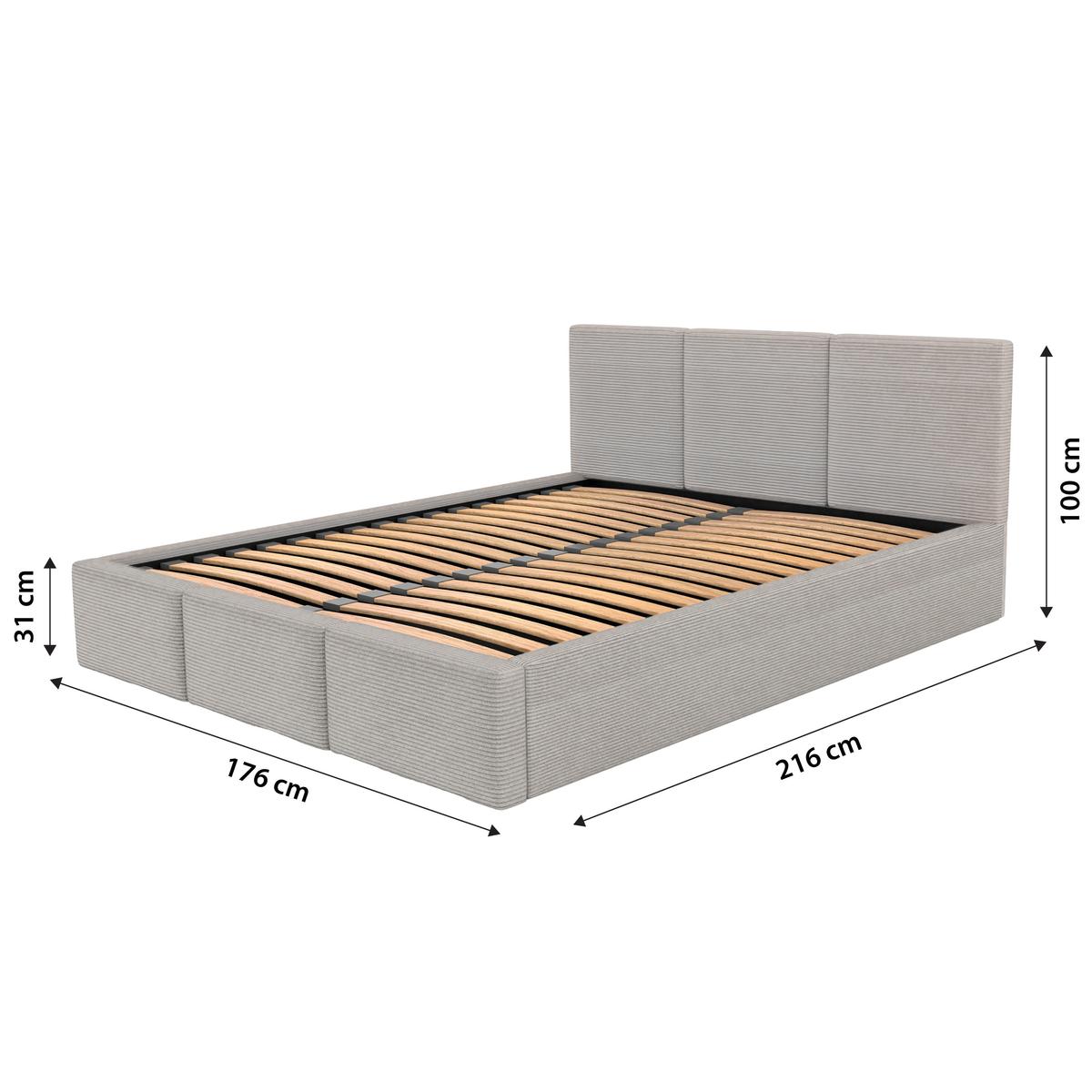 Łóżko Tapicerowane Do Sypialni 160x200 Podwójne z Pojemnikiem Szare nr. 9