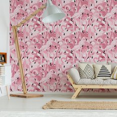 Tapeta do Salonu Różowe Ptaki Flamingi Dekoracja Ścienna z Efektem 3D - Miniaturka zdjęcia nr 4