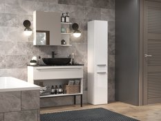 Szafka łazienkowa NEL IV 174x31x30 cm z drzwiami i koszem do łazienki biały połysk bestseller - Miniaturka zdjęcia nr 5