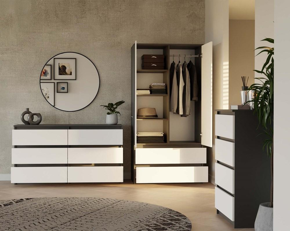 Szafa otwierana Malwa SS-90 180x90x60 cm do sypialni antracyt biel nr. 8