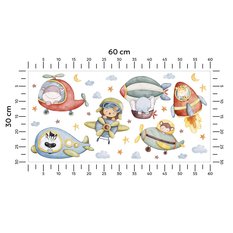 Naklejki Dla Dzieci Zwierzątka Chmury Gwiazdy 60x30 Samoloty ZESTAW - Miniaturka zdjęcia nr 2