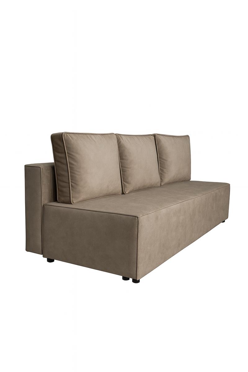 Kanapa 3 osobowa voxi beżowa 188x85x90 cm velvet royal z funkcją spania i pojemnikiem na pościel bez boków, wygodna sofa z materacem T30 nr. 1