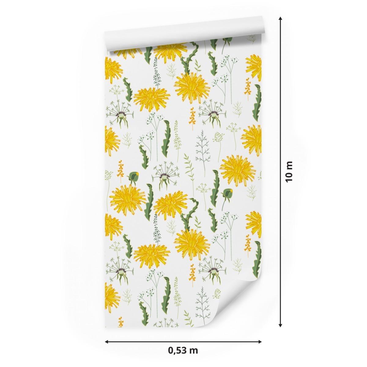 Tapeta W Rolce KWIATY Mlecze Natura Ozdoba Liście  nr. 2