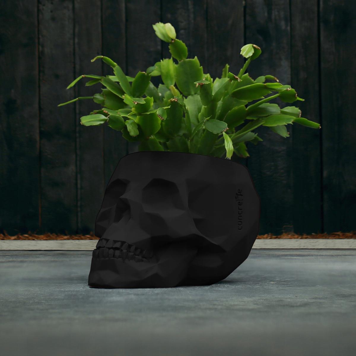 Doniczka betonowa Skull Low-Poly 11 cm | Czarny Mat nr. 9