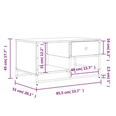 Stolik kawowy 85,5x51x45 cm do salonu pokoju dziennego brązowy dąb - Miniaturka zdjęcia nr 11