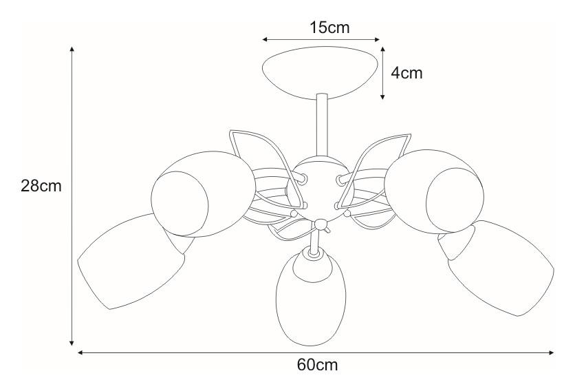 Lampa sufitowa K-JSL-6093/5 CHR XENA 60x28x60 cm do salonu lub kuchni chrom nr. 7