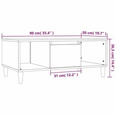 Stolik kawowy 90x50x36,5 cm z funkcjonalną szufladą i dwoma przegrodami czarny do salonu - Miniaturka zdjęcia nr 10