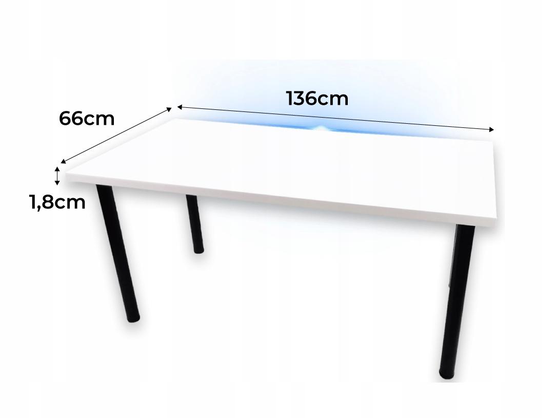 Biurko gamingowe model 1 Low 136x66x18 cm białe ledy stabilne do pokoju gracza nr. 3