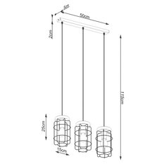 Lampa wisząca GOTTO 3L 115x15x60cm nowoczesna E27 do salonu - Miniaturka zdjęcia nr 5