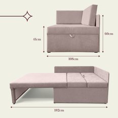 Narożnik Viluś 108x81x78 cm sofa jednoosobowa do pokoju salonu z funkcją spania i przechowywania dla dzieci różowy - Miniaturka zdjęcia nr 9