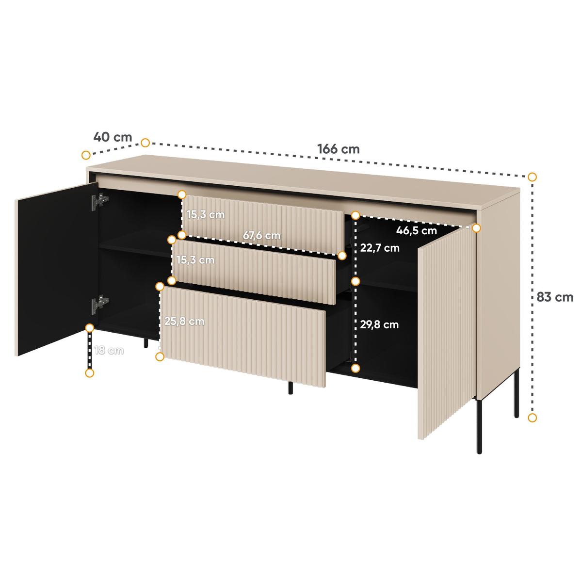 Komoda Trend 166 cm do sypialni salonu przedpokoju beż piaskowy  nr. 4