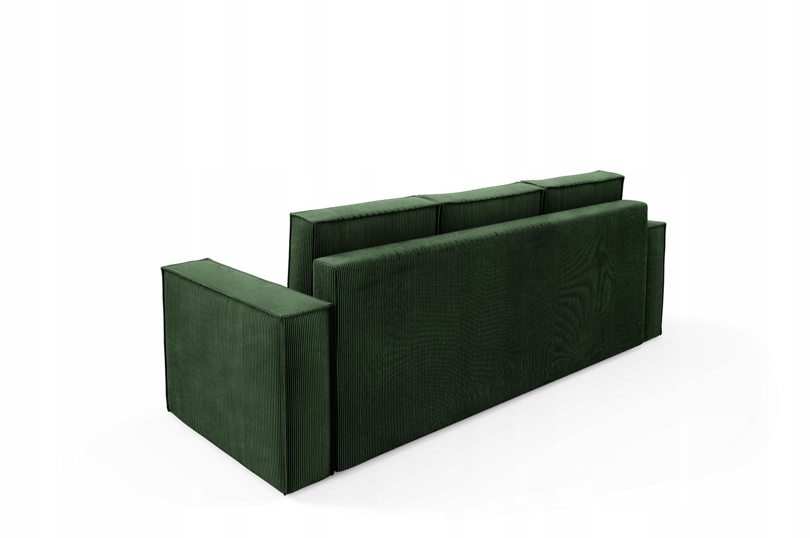 Kanapa 248x96x93 cm sofa z funkcją spania automat i pojemnik sztruks zielona do salonu nr. 5