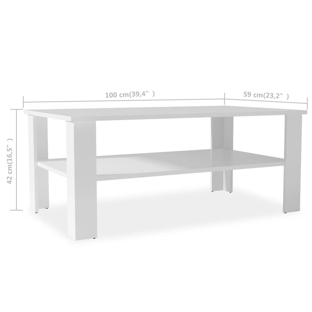 Stolik kawowy 100x59x42 cm z praktyczną półką  biały z płyty wiórowej do salonu nr. 6