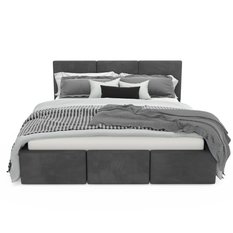 Łóżko tapicerowane  140x200x120 cm do sypialni otwierany schowek na pościel grafitowy - Miniaturka zdjęcia nr 11