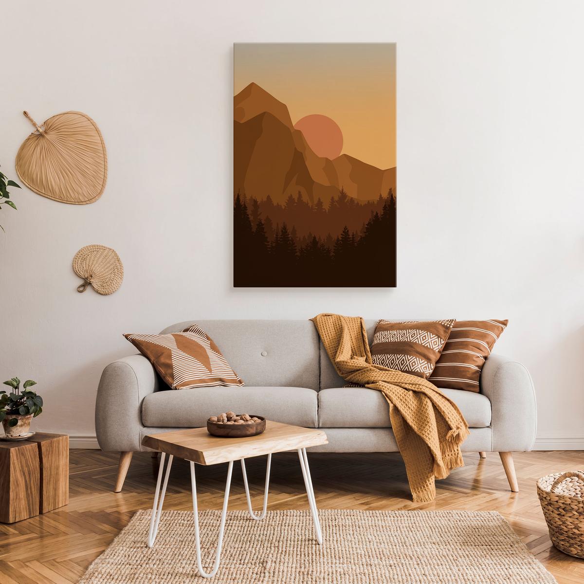 Obraz Do Sypialni Zachód Słońca Góry Wzgórze Natura Styl Boho 80x120cm nr. 3