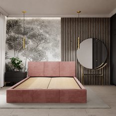 Łóżko tapicerowane do sypialni 180x200x110 cm podwójne z pojemnikiem modne brudny róż - Miniaturka zdjęcia nr 9