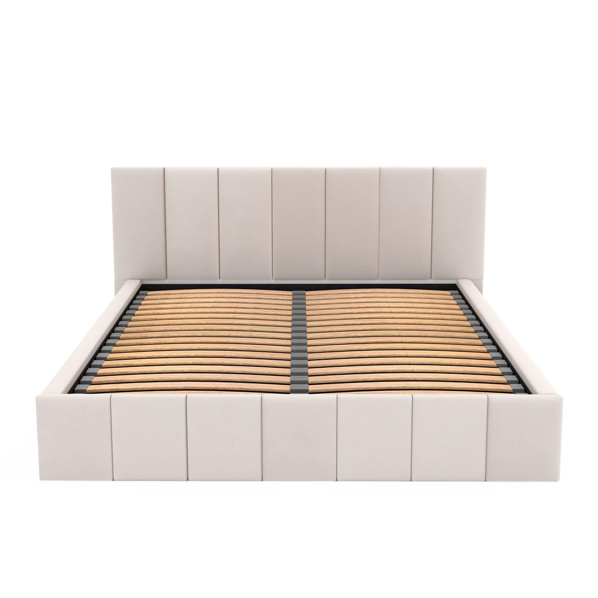 Łóżko tapicerowane 160x200 premium z pojemnikiem do sypialni kremowe wezgłowie 107 cm nr. 16