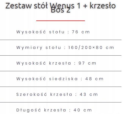 Zestaw mebli do jadalni stół WENUS 160/200X80  + krzesła BOS 2 z litego drewna bukowego brązowe nr. 5