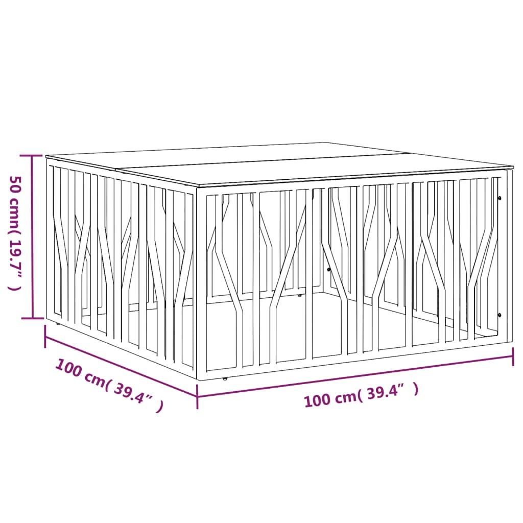  Stolik kawowy 100x100x50 cm do salonu pokoju dziennego stal nierdzewna i szkło złoty nr. 6