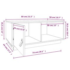 Stolik kawowy 80x50x35 cm z zamykaną szafką i półką lite drewno sosnowe biały do salonu - Miniaturka zdjęcia nr 11