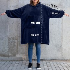 Bluzair Bluza Koc Hoodie Oversize Polska Granatowy - Miniaturka zdjęcia nr 7