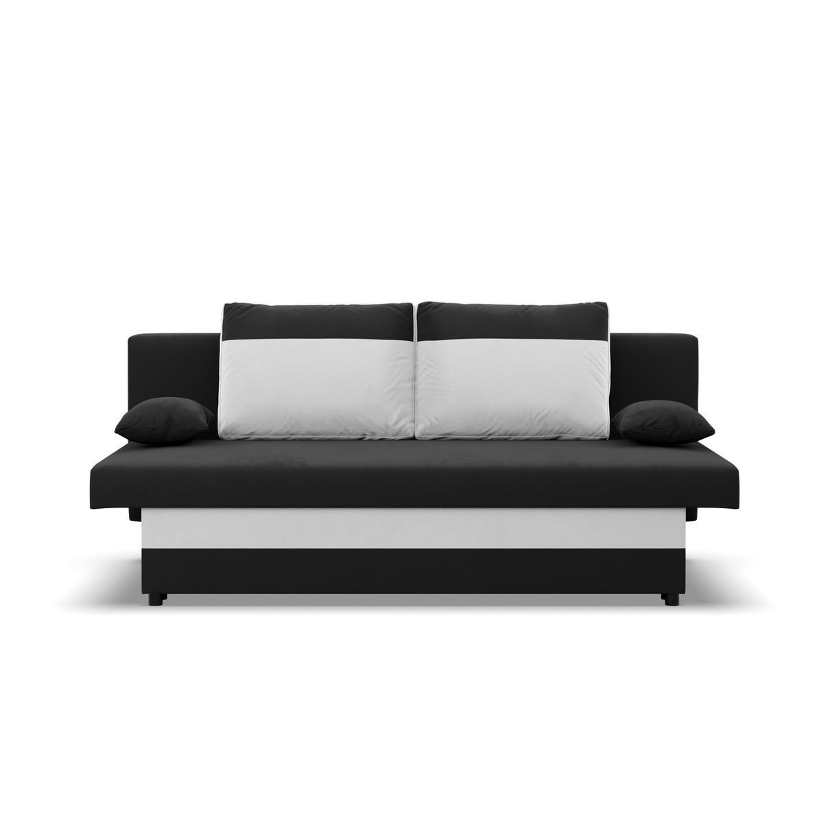 Kanapa 3-osobowa NOLA 191x92x91 cm wygodna sofa rozkładana z pojemnikiem do pokoju do salonu sprężyna bonell czarna biała nr. 2