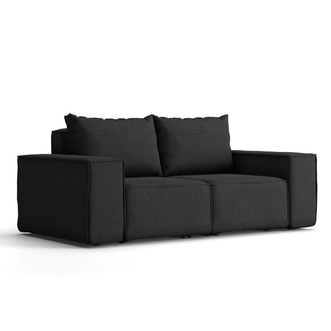 Sofa ogrodowa SONNE 180x73x88 cm dwuosobowa wodoodporna UV + 2 poduszki na taras do ogrodu czarna