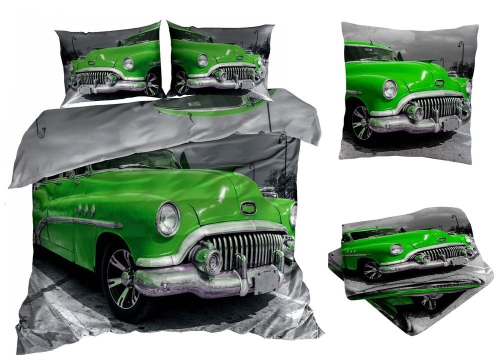 Pościel satyna bawełniana 160x200cm OLDSMOBILE z prześcieradłem 3D nr. 1